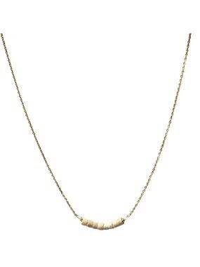 Boho Natural Beads Pendant Necklace Gold Tone Modern Minimalist Fashion Jewelry